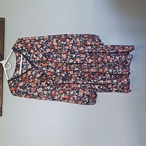 SHEIN LUNE Floral Print Lace Trim A-line Dress